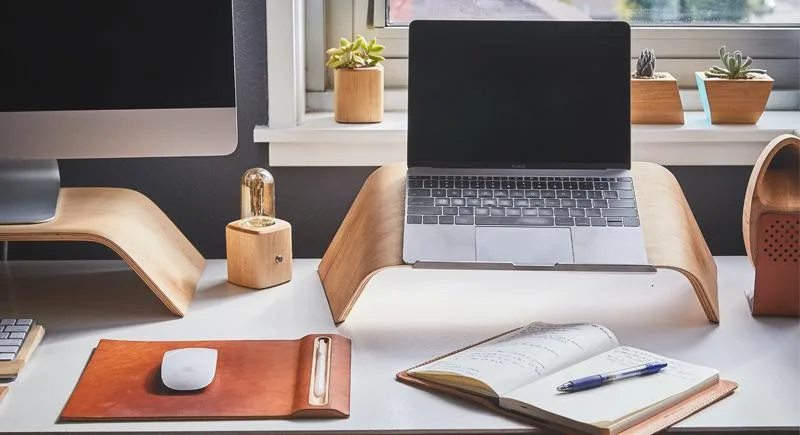 Laptop and home office tech setup